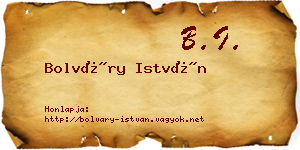 Bolváry István névjegykártya